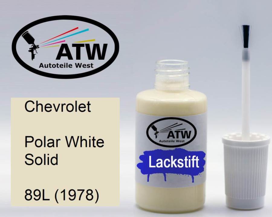 Chevrolet, Polar White Solid, 89L (1978): 20ml Lackstift, von ATW Autoteile West.